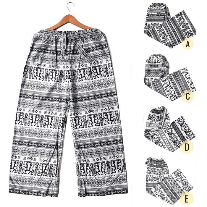 Celana Tidur Batik Kulot Panjang Motif Asmat Bahan Rayon - Reguler, A