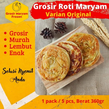 ROTI MARYAM / ORIGINAL / ROTI CANAI / CANE / FROZEN FOOD / GROSIR / MAKANAN BEKU / CAMILAN SNACK / 1 PACK 5 PCS