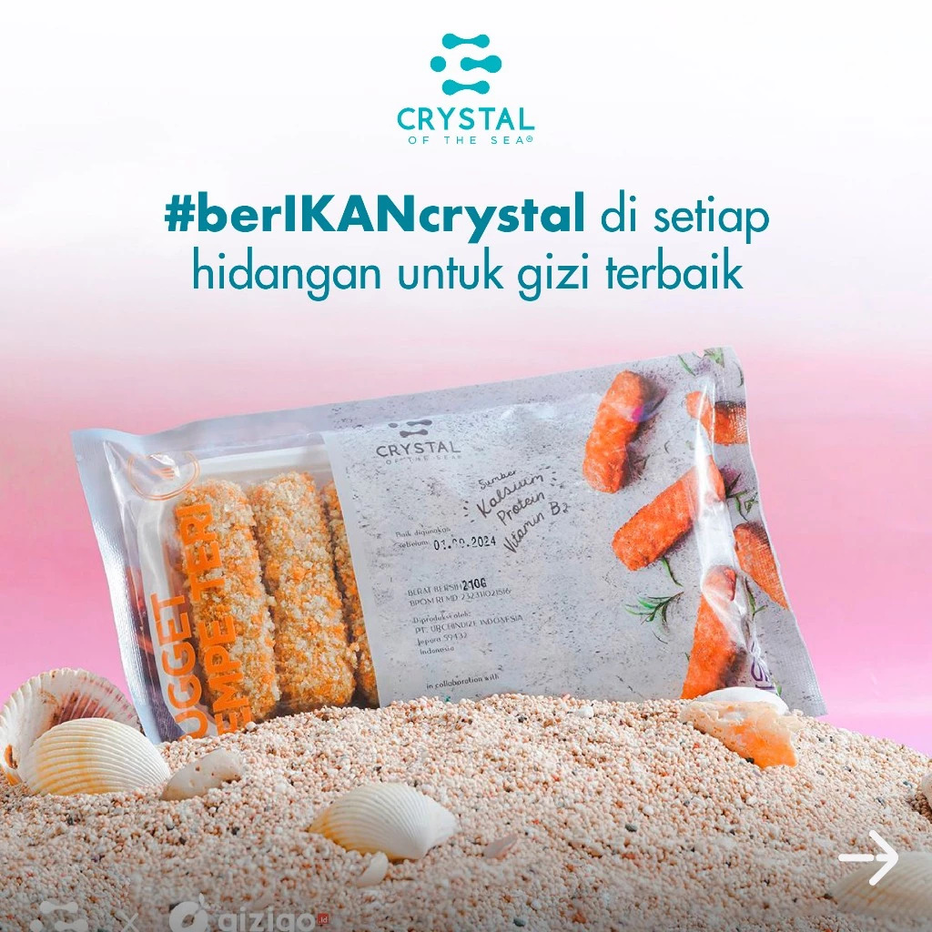 (PAXEL ONLY SUDAH BERIKUT ONGKIR) Crystal of the Sea - Nugget Tempe Teri 210g / Nuget / Tinggi Protein, Omega 3, Kalsium